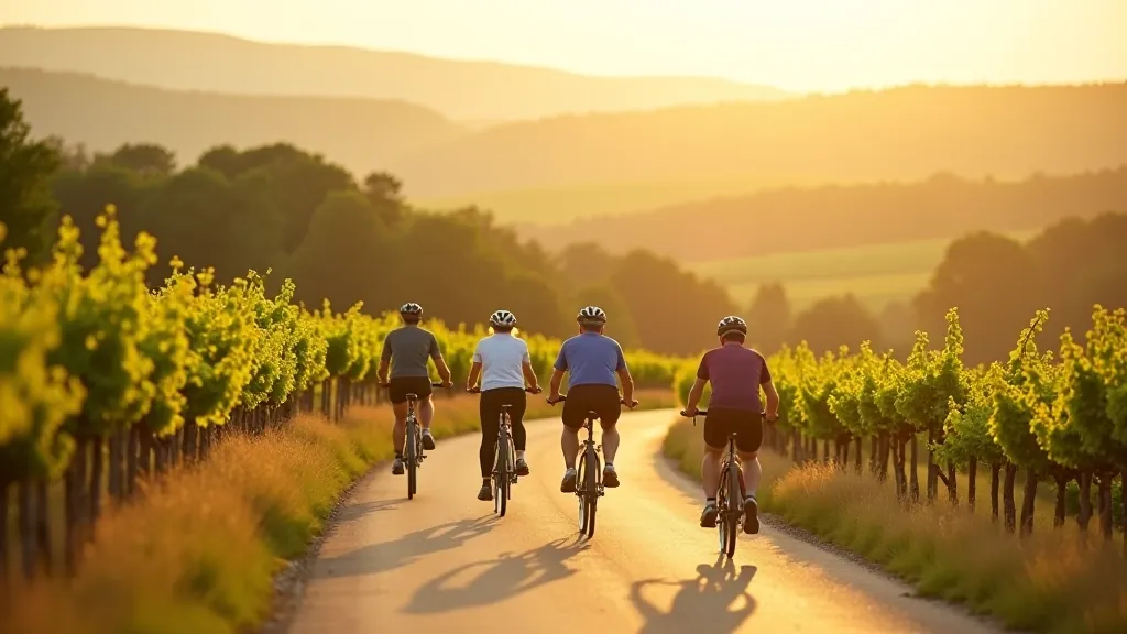 Cyklisté v kopcovitém terénu