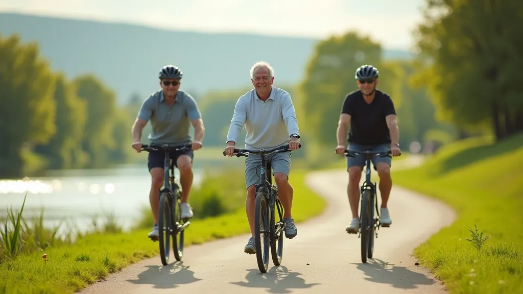 Plochá cyklostezka podél řeky Labe s rodinnými cyklisty